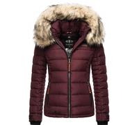 MARIKOO Veste d'hiver matelassée pour femme avec fourrure synthétique amovible Lerikaa XS-3XL, vin, XL