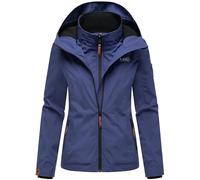 MARIKOO Veste demi-saison courte légèrement doublée pour femme avec doublure en polaire douillette et grande capuche fraise XS à XXL, bleu et violet, XL