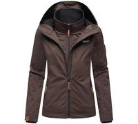 MARIKOO Veste demi-saison courte légèrement doublée pour femme avec doublure en polaire douillette et grande capuche fraise XS à XXL, Marron foncé, M