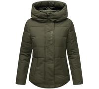 MARIKOO Veste d'hiver chaude matelassée pour femme avec bretelles de sac à dos intégrées avec Elira 16 XS à 3XL, Vert olive foncé, S