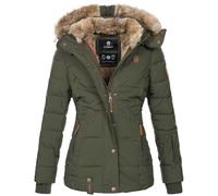 MARIKOO veste d'hiver chaude pour femme veste d'hiver matelassée doublée en fausse fourrure B658, olive, S
