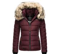 MARIKOO Veste d'hiver matelassée pour femme avec fourrure synthétique amovible Lerikaa XS-3XL, vin, XL