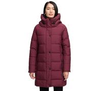 MARIKOO Veste d'hiver matelassée pour femme - Veste d'hiver de transition - Veste matelassée longue et chaude avec capuche B987, vin, XL