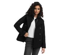 MARIKOO Veste d'hiver pour femme (S-3XL) - Veste Kaban avec 4 poches, col montant et doublé (amovible), veste chaude pour femme - N044, Noir , M