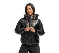 MARIKOO Veste d'hiver pour femme (XS-XXL) - Matelassée, capuche amovible, fermeture à glissière magnétique - N097, Noir , XXL