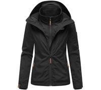 MARIKOO Veste demi-saison pour femme légèrement doublée - Veste d'extérieur courte avec doublure intérieure en polaire douillette et grande capuche - Fraise - XS-XXL, noir2, 4XL