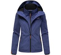 MARIKOO Veste demi-saison courte légèrement doublée pour femme avec doublure en polaire douillette et grande capuche fraise XS à XXL, bleu et violet, L