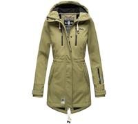 Marikoo Veste softshell pour femme (XS-3XL) avec capuche - Déperlante, intérieur en polaire, poche sur le bras, manteau, veste chaude pour femme B614, olive, M