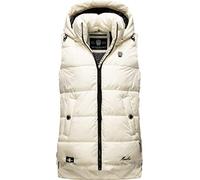 MARIKOO Zarinaa Gilet d'hiver matelassé chaud à capuche pour femme Tailles XS à XXL, blanc cassé, S