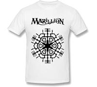Marillion Band Logo Men T Shirts Short Sleeves Round Neck Tee Summer Tops T-Shirts à Manches Courtes(Large)