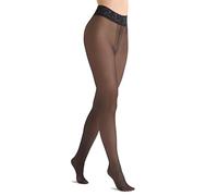 MARILYN 1 paire de collants en soie pour dames avec bande en dentelle 30 DEN, collants fins résistants avec pointe de pied renforcée, noir, taille M/L
