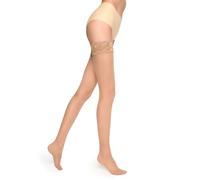 MARILYN Bas autofixant femme 15 deniers semi-mat semi-mat érotique bas lycra autoportant avec dentelle Visone 7 cm