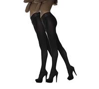 MARILYN Collants opaques avec dentelle de 8 cm par lot ou par lot de 2, 50 deniers, 2 x noirs chacun, 40