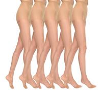 MARILYN Collants pour femme Super 15 deniers semi-mats transparents avec coutures plates, petit gousset, orteils renforcés et taille confortable Noir/beige/chair/gris, 5 x beige, 38