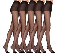 MARILYN Hsu15ne25 Collants, 15 deniers, 5 x Nero, 38 (Lot de 5) Femmes