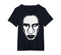 Marilyn Manson Face and Flag T-Shirt, Femme Grandes Tailles, Noir, 2X