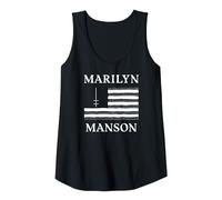 Marilyn Manson Flag and Logo Débardeur, Femme, Noir, XXL