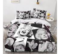 Marilyn Monroe Art pour Adultes Et Enfants Housse De Couette Housses De Couettes 3D Imprimé Parure De Lit Microfibr avec Taies E avec Fermeture À Glissière 3 Pièces Double（200x200cm）