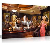 Marilyn Monroe Elvis Presley James Dean in Bar Pop Art Hollywood Impression sur toile 18 x 12 cm