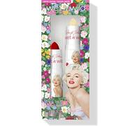 Marilyn Monroe Icon Lipstick & Balm Set,Ensemble 2 Pièces Rouge Et Baume À Lèvres,Formule Hydratante,Infusé De Paillettes Dorées,Ingrédients Activés Par Le Ph,Rouge Et Transparent