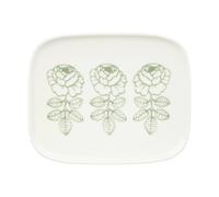 Marimekko Assiette à dessert Oiva Vihkiruusu White. sage. rectangulaire 12x15 cm