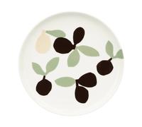 Marimekko Assiette à dessert Omppo White. sage. black. brown. linen. 20 cm