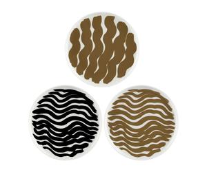 Marimekko Assiette Hyräily Ø20 cm. lot de 3 Blanc-marron-noir