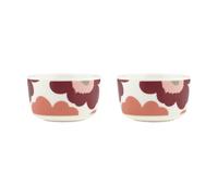Marimekko Bol Unikko 2.5 dl lot de 2 White-dark cherry-salmon red
