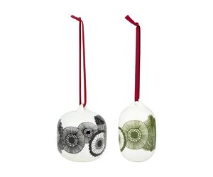 Marimekko Boules de Noël Siirtolapuutarha 2025 2 pièces White-black-green