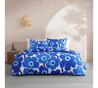 MARIMEKKO - Ensemble de Housse de Couette pour lit Double/Grand lit, literie réversible en Percale de Coton avec taies Assorties, décoration d'intérieur Florale (Bleu unikko, lit Double/Grand lit)