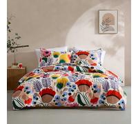Marimekko - Ensemble de Housse de Couette pour lit Double/Grand lit, literie réversible en Percale de Coton avec taies Assorties, décoration d'intérieur Florale (Ojakellukka Multicolore, lit