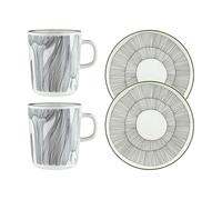 Marimekko Ensemble petit-déjeuner Kukat Puhkeavat. 4 pièces White-forest green-black