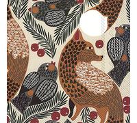 Marimekko Ketunmarja Lot de 20 Serviettes de Table en Papier 3 plis Motif renards et oiseaux 33 cm