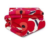 MARIMEKKO - King Comforter Set, Cotton Bedding with Matching Shams, Lightweight Home Decor for All Seasons (Unikko Red, King)