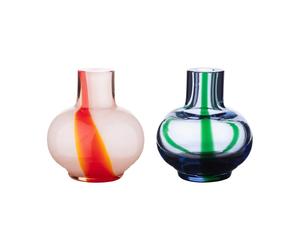 Marimekko Mini vase 2 pièces Light blue-dark green-red-white