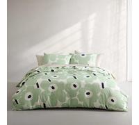 Marimekko - Parure de lit Double/Grand lit, literie Bio Super Douce avec taies d'oreiller Assorties, Essentiels de literie Floraux, certifiée Oeko-Tex (Vert Unikko, lit Double/Grand lit)