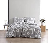 Marimekko Parure de lit King Size en Coton avec taies d'oreiller Assorties et Fermeture à Boutons Décoration d'intérieur Toutes Saisons Gris Unikko