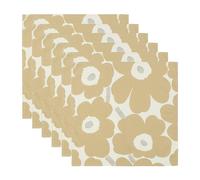 Marimekko Serviette Pieni Unikko 43x43 cm. lot de 6 Beige-argent-blanc