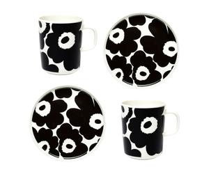 Marimekko Set de petit-déjeuner Unikko Blanc-noir