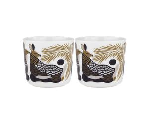 Marimekko Tasse à café Peura sans anse 20 cl lot de 2 White-coal-mud-light grey