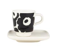 Marimekko Tasse à espresso Unikko avec soucoupe 2 pièces Black-white