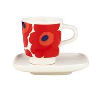 Marimekko Tasse à espresso Unikko avec soucoupe 2 pièces White-red-blue