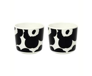 Marimekko Tasse sans anse Unikko 20 cl. lot de 2 Blanc-noir