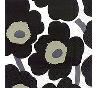 Marimekko Unikko Étui à rabat pour Blanc Noir Big finlandais traditionnel de luxe Motif Lot de 20 serviettes de table papier