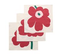 Marimekko Unikko serviette en tissu Off white-cranberry-rose. 45x45 cm. lot de 3