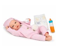 Marina & Pau Lia Poupée de bébé, 45 cm, avec corps souple, avec tétine, biberon et couche, pour enfants (Lia - 45 cm)