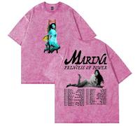 Marina Princess of Power Tour Merch T-shirt unisexe à manches courtes et col rond en coton délavé, rose, M