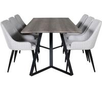 MarinaGRBL ensemble table, table El boisReproduction gris et 6 Plaza chaises grisclair, noir.