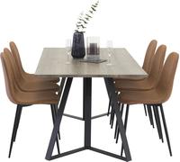MarinaGRBL ensemble table, table El boisReproduction gris et 6 Polar chaises SimilicuirPolyuréthanemarron.
