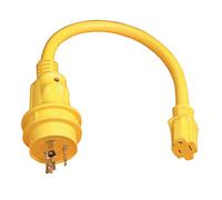 Marinco 105SPP Adaptateur d'alimentation électrique Marine avec Voyant d'alimentation LED, 30 A, 125 V mâle verrouillable vers 15 A 125 V Lame Droite Femelle, Jaune